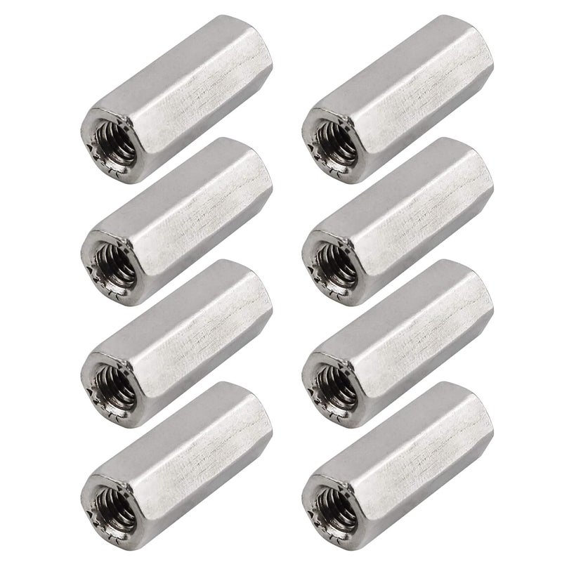 TOPPROS Pack of 8 M6 X 1.0-Pitch 25mm Length Hex Width 10mm Metric Hex Coupling Nut 304 Stainless Steel Rod Coupling Nuts - Image 1